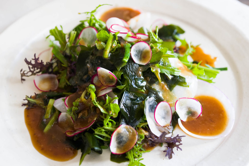 seaweed & japanese radish with kabosu miso dressing. kihon Inc.